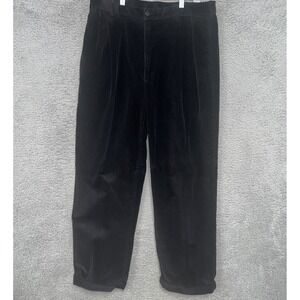 VTG Jos A Bank Pants Mens 36x29 Black Wide Corduroy Pleated Cuff Cords Hong Kong